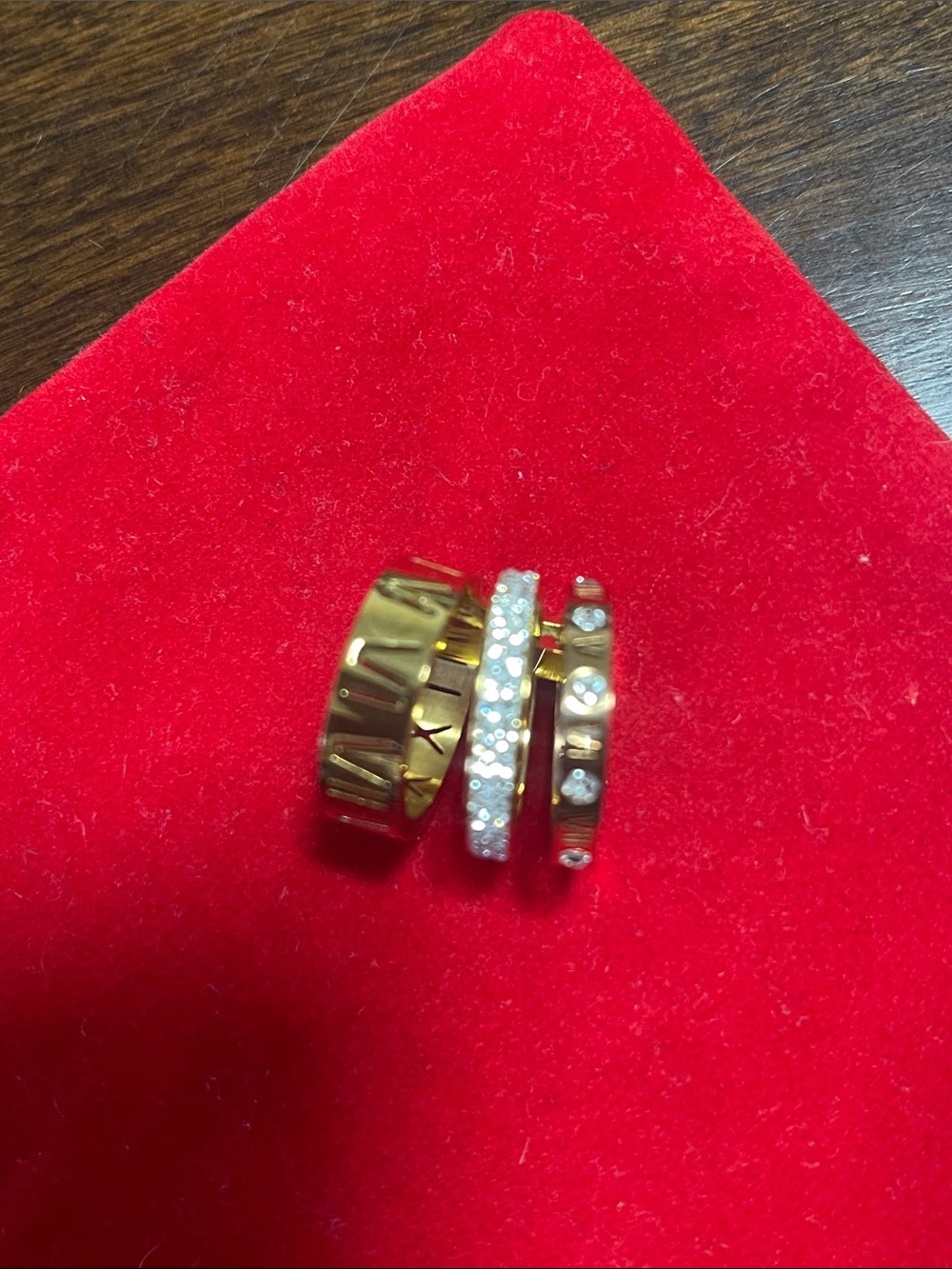 Gold Tone Roman Numeral & Crystal Stackable Rings - Women Jewelry non tarnished
